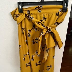 LOFT Yellow Floral Skirt